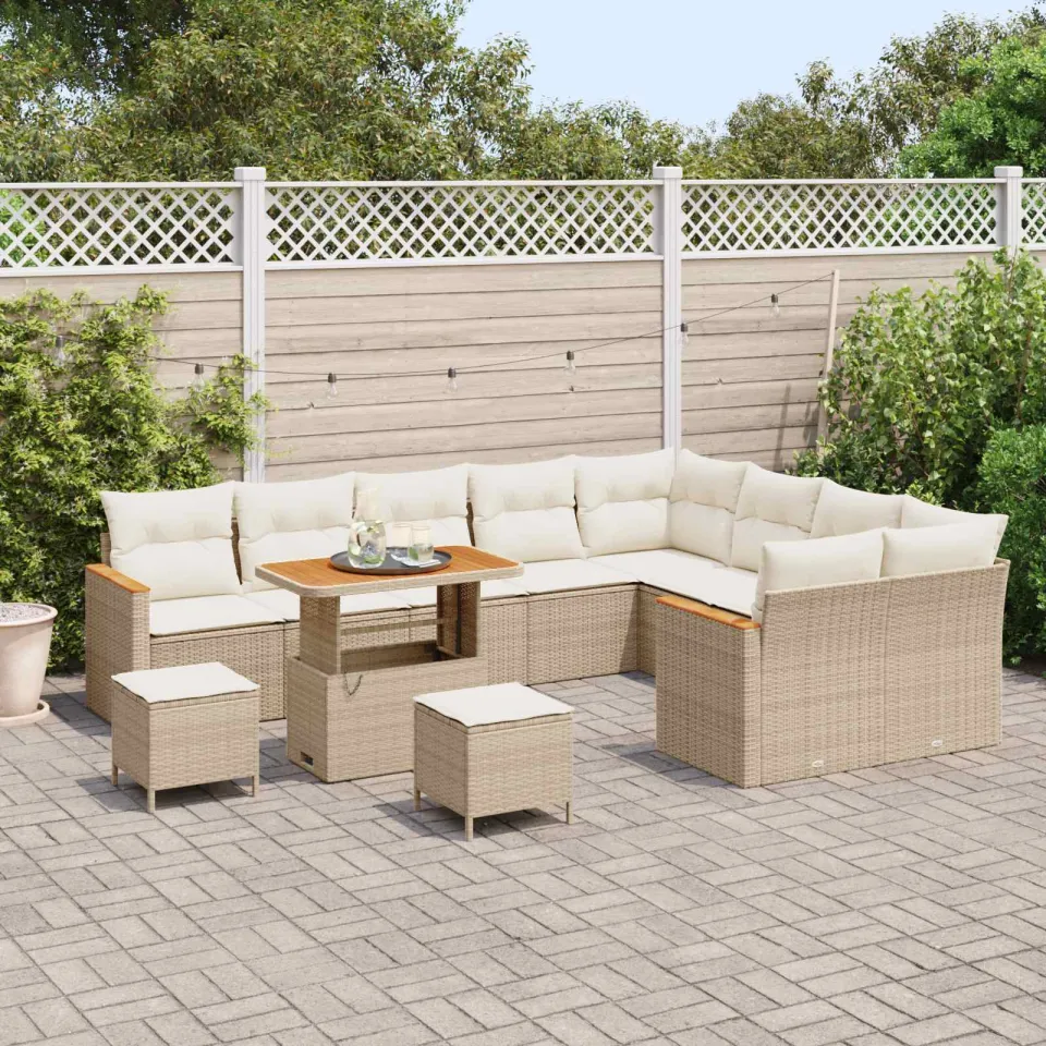 vidaXL Tuinbankenset 12 st Beige poly rattan, foto 3