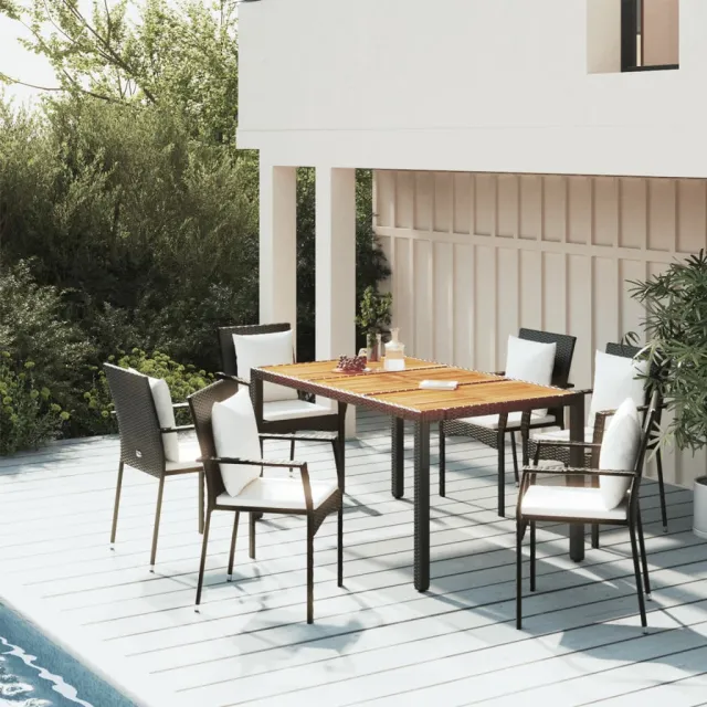 vidaXL 5-delige Tuinset met kussens poly rattan zwart, foto 2