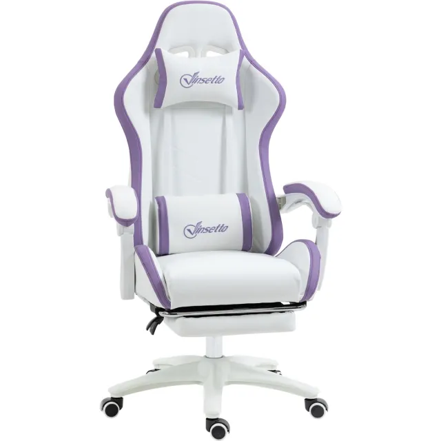 Vinsetto Gaming Chair-65x65x129cm-Polyurethaan-Wit