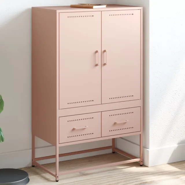vidaXL Hoge kast 68x39x111,5 cm staal roze