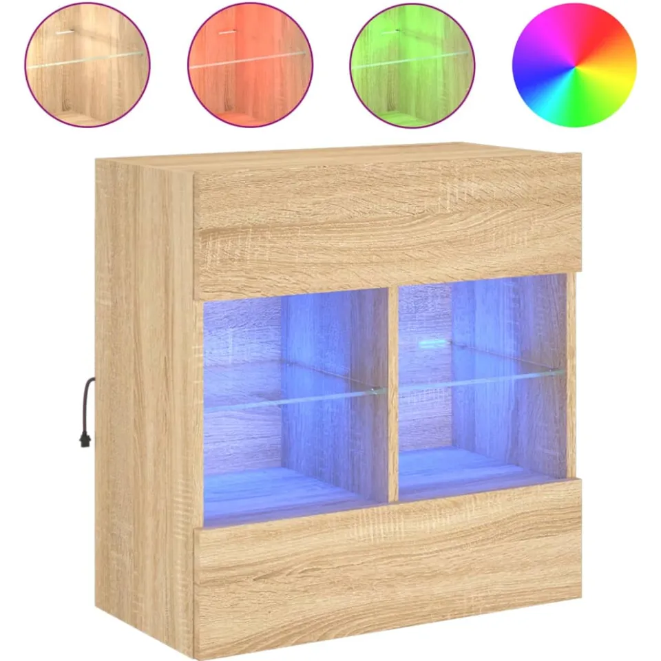 vidaXL Tv-wandmeubel met LED-verlichting 58,5x30x60,5 cm sonoma eiken, foto 3
