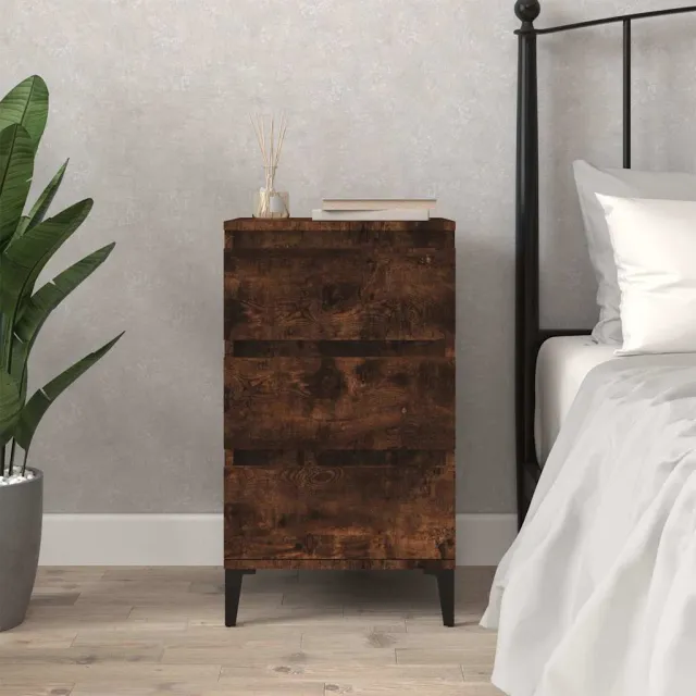 vidaXL Nachtkastje 40x35x70 cm bewerkt hout gerookt eikenkleurig, foto 2
