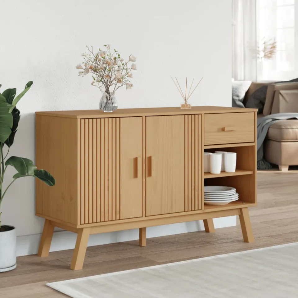 vidaXL Dressoir OLDEN 114x43x73,5 cm massief grenenhout bruin, foto 3