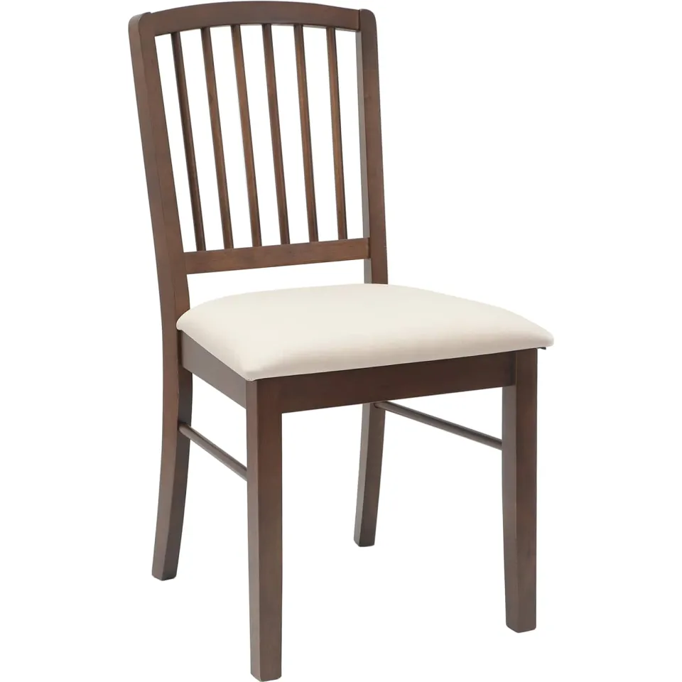 vidaXL Eettafelstoelen 2 st Massief Rubberhout Licht Bruin, foto 4