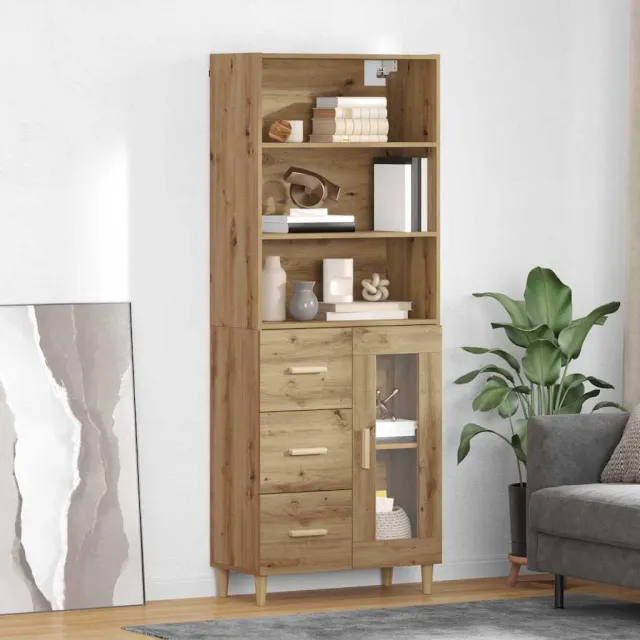 vidaXL Hoge kast Artisan Eiken 69,5 x 34 x 180 cm Bewerkt hout Bruin