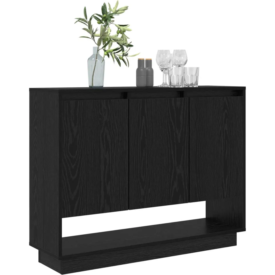 vidaXL Dressoir Zwart Eiken 97 x 29 x 75 cm Bewerkt hout