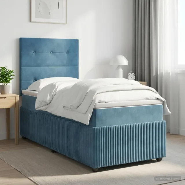 vidaXL Boxspringbed met matras Blauw 80 x 200 cm Fluweel