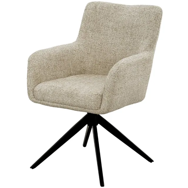 Livingfurn Tara Sand eetkamerstoel - set van 2 Beige, Zwart