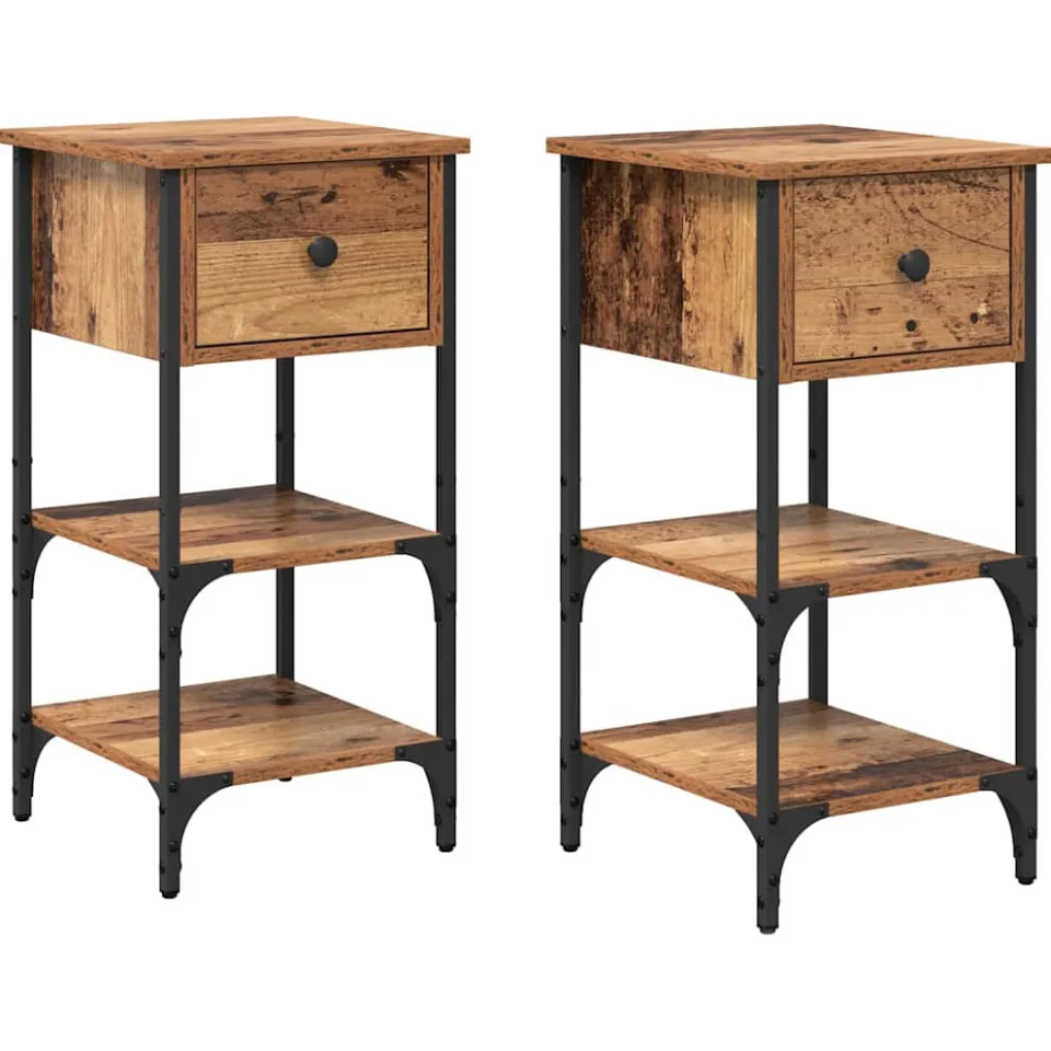 vidaXL Nachtkastje 2 st Bruin 33,5 x 36 x 70 cm Geconstrueerd hout, foto 3
