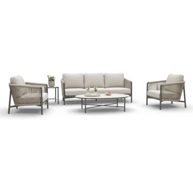 Apple Bee Bora Bora Loungeset 5-delig Nr.1 | Taupe Rope & Keramiek