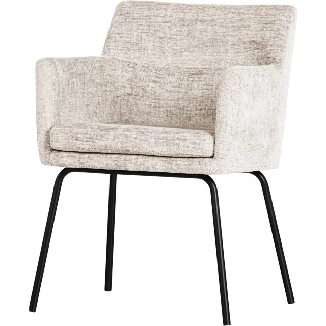 WOOOD Kam Eetkamerstoel Met Armleuning - Velvet - Off White - 78x59x56 cm