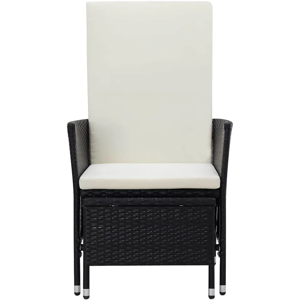vidaXL 3-delige Loungeset met kussens poly rattan zwart, foto 4
