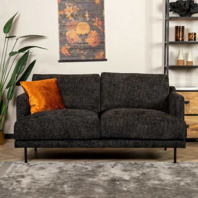Bronx71 2,5-zits bank Denver zwart stof chenille