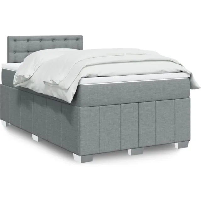 vidaXL Boxspring met matras stof lichtgrijs 120x190 cm grijs