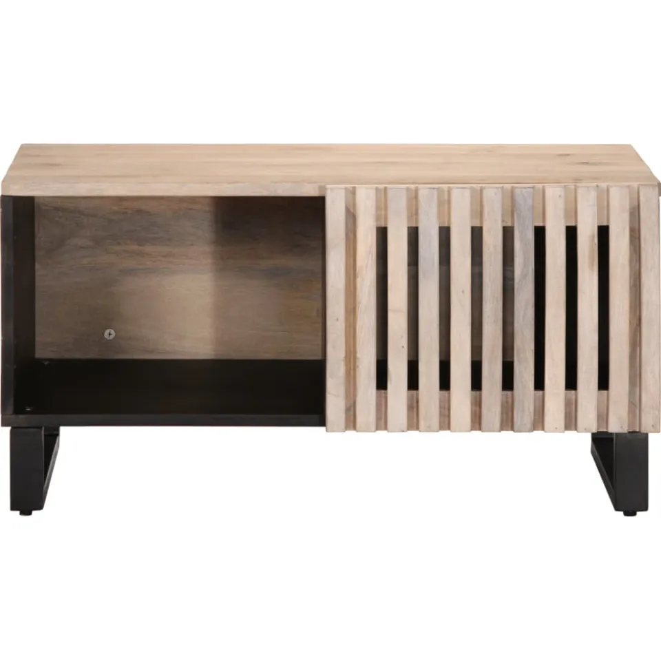 vidaXL Salontafel 80x51x40 cm massief mangohout wit, foto 2
