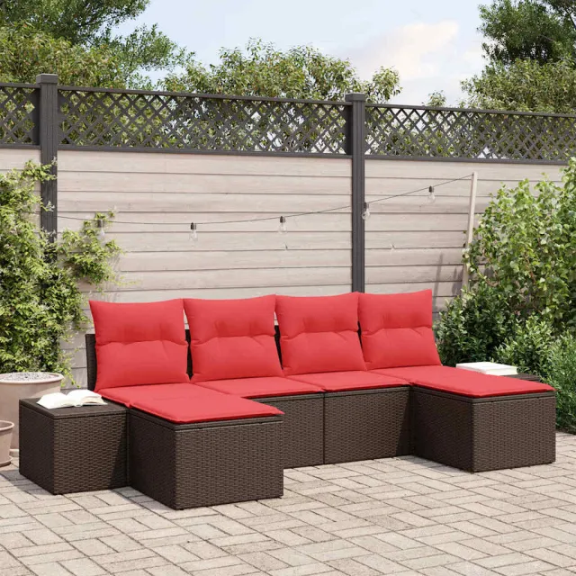 vidaXL Tuin Sofa Set 4 st Bruin en Rood poly rattan, foto 2