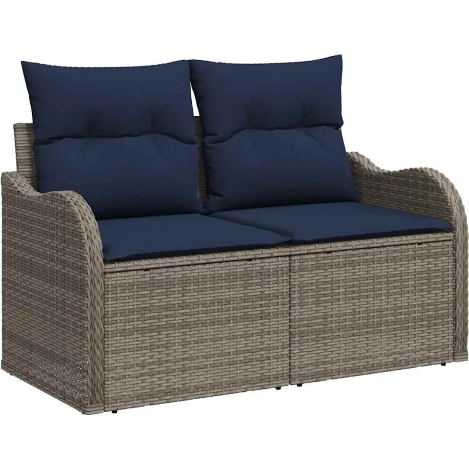 vidaXL Tuin Sofa Set Grijs poly rattan, foto 4