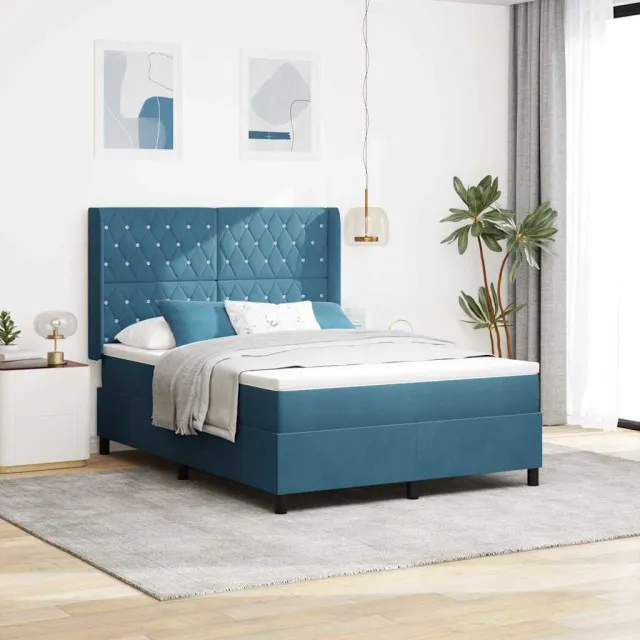 vidaXL Boxspringbed met matras Blauw 140 x 200 cm Fluweel