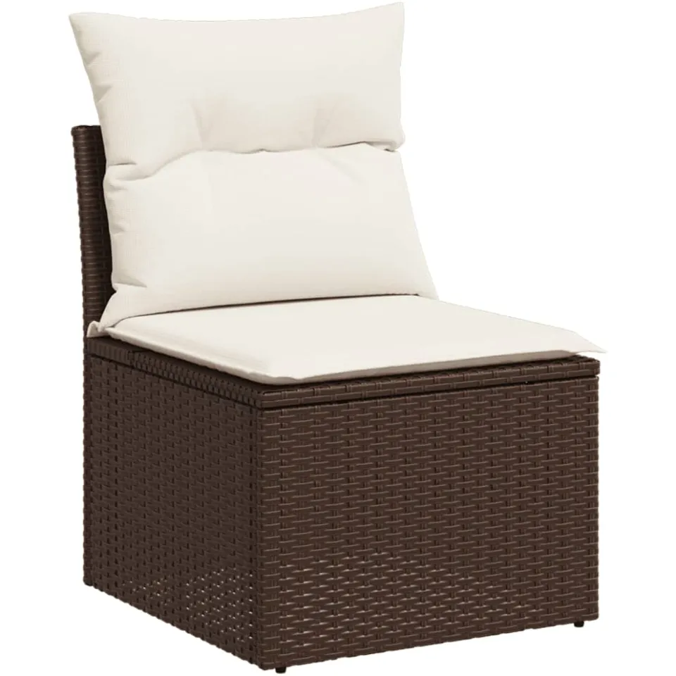 vidaXL 11-delige Loungeset met kussens poly rattan bruin, foto 4