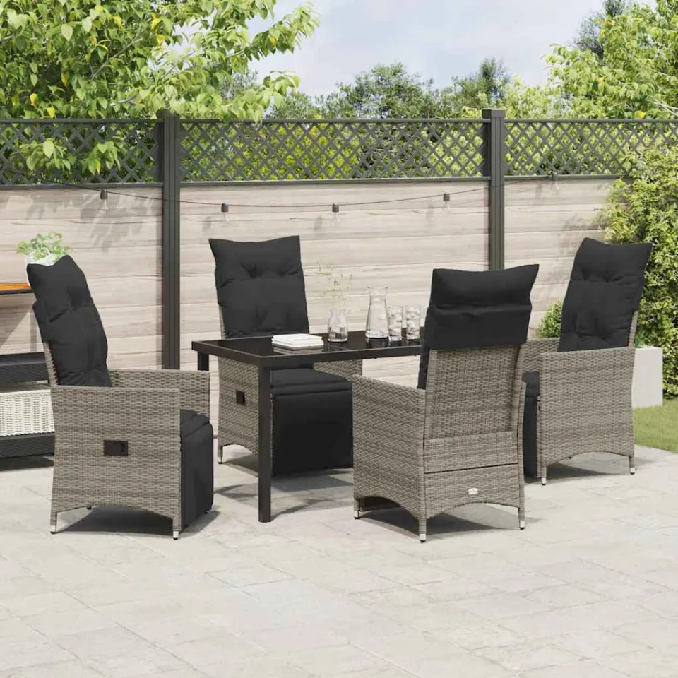 vidaXL Tuin eettafelset 5 st Grijs poly rattan, foto 3