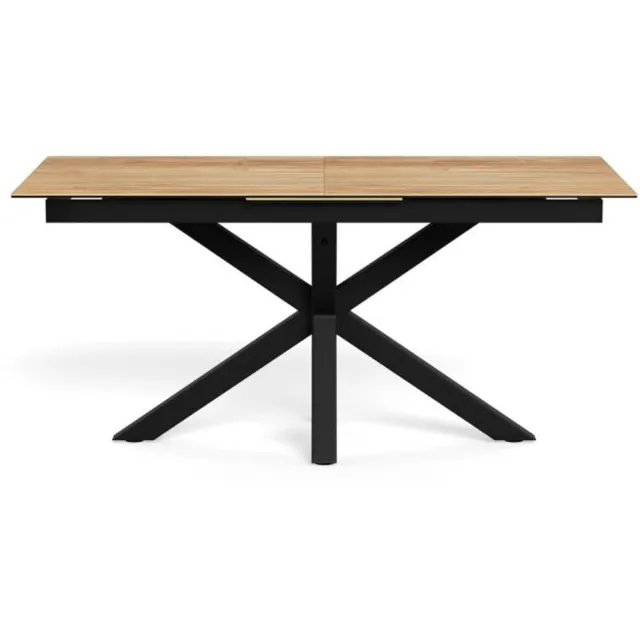 Giga Living Eettafel Luno Keramiek Eiken Zwart 168-210cm - Giga Living Naturel