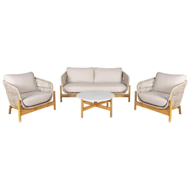 Nest of Nora Tuin loungeset - Acaciahout met kussens - Beige