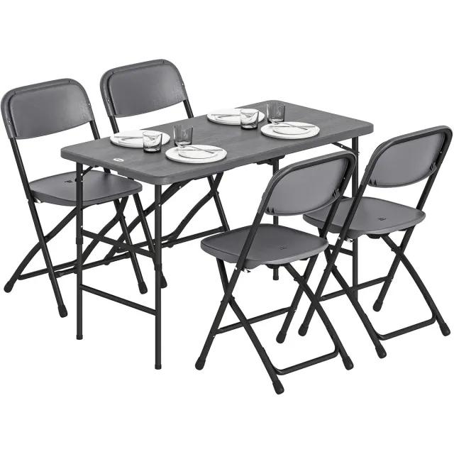 Outsunny Terraseetset - Staal, HDPE - 118 x 60 x 74 cm - Donkergrijs