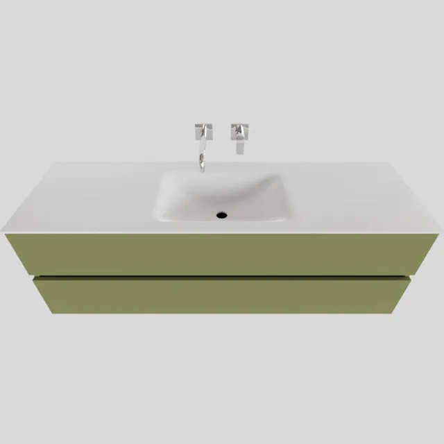 Boss & Wessing Badkamermeubel Solid Surface BWS Oslo 150x46 cm Midden Mat Groen (zonder kraangaten)
