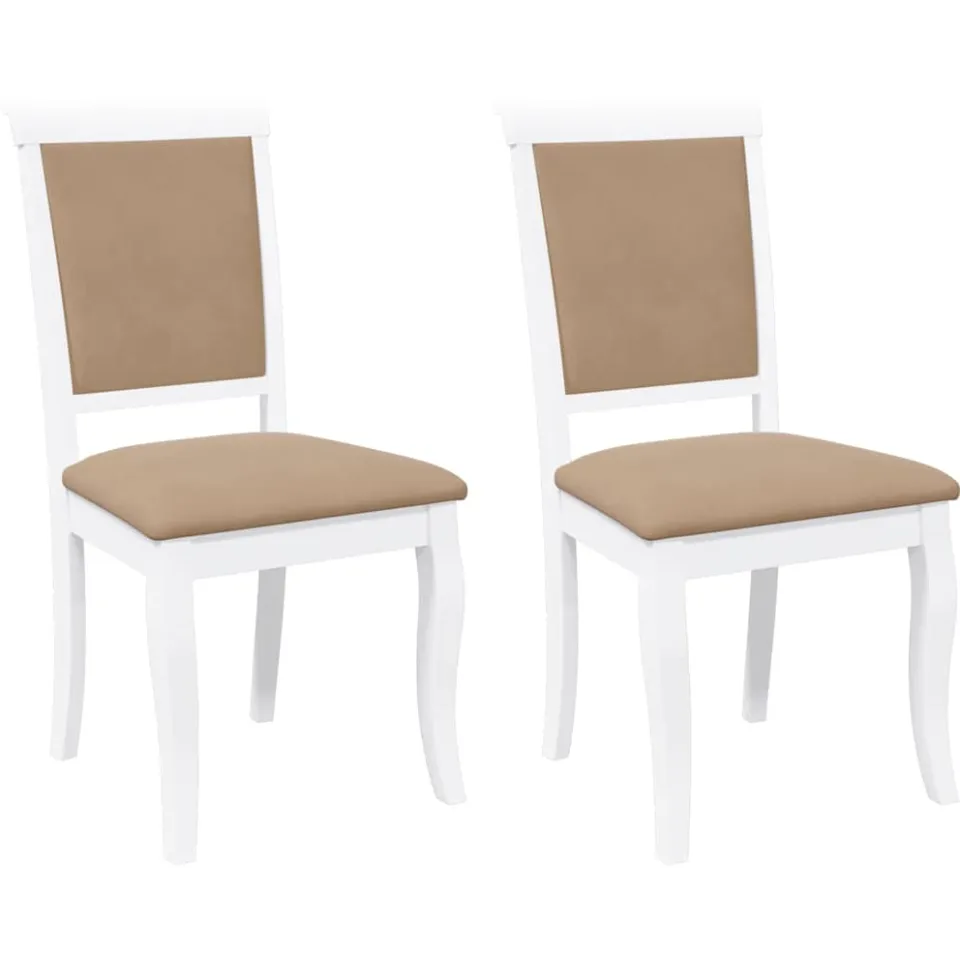 vidaXL Eetkamerstoelen met kussens 2 st massief hout rubber wit