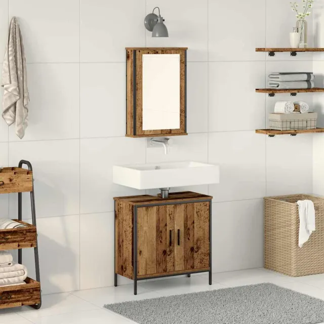 vidaXL Badkamermeubelset 2 st Bruin Bewerkt hout