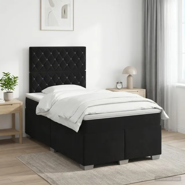 vidaXL Boxspringbed met matras Zwart 120 x 190 cm Fluweel