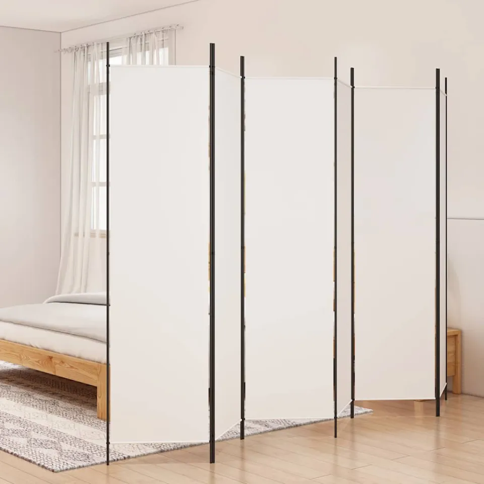 vidaXL Kamerscherm met 6 panelen 300x200 cm stof wit, foto 3