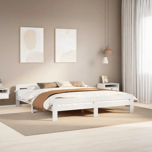 vidaXL Bedframe zonder matras massief grenenhout wit 180x200 cm