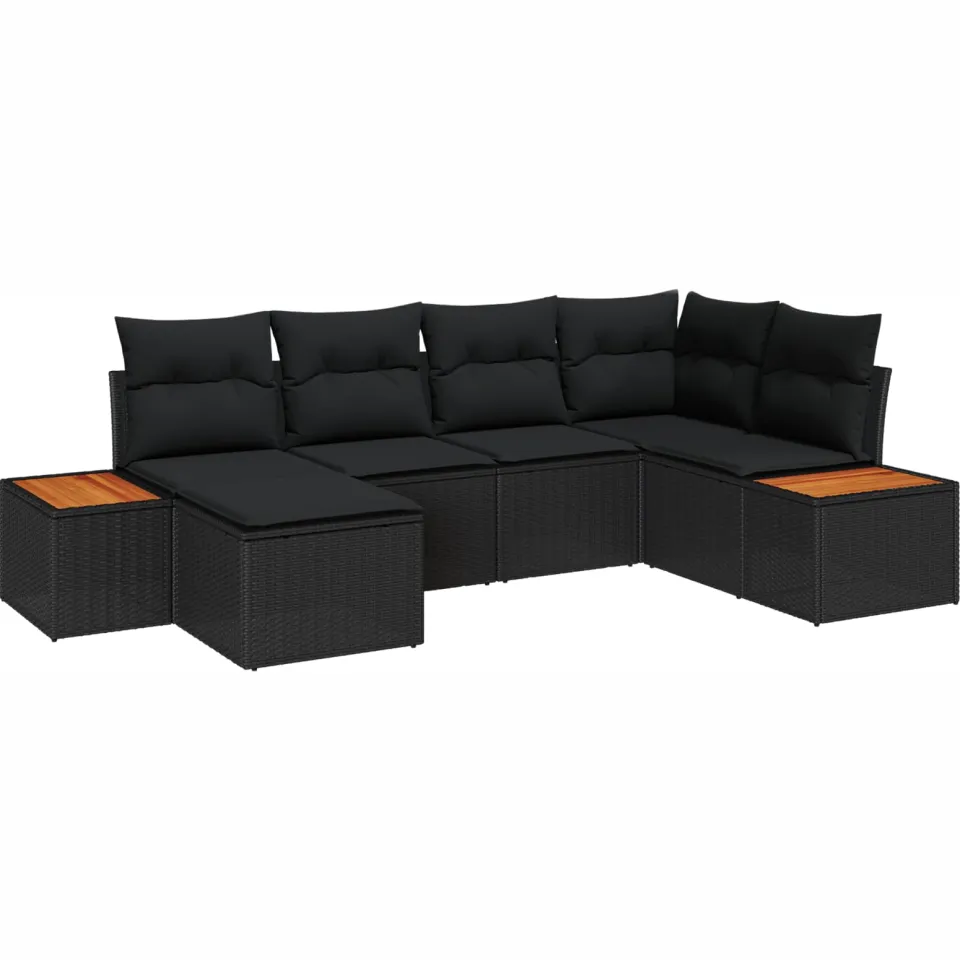 vidaXL Tuin Sofa Set 6 st Zwart poly rattan, foto 4
