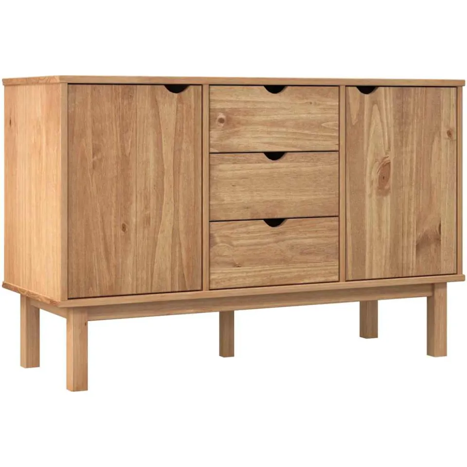 vidaXL Dressoir OTTA 113,5x43x73 cm massief grenenhout Bruin