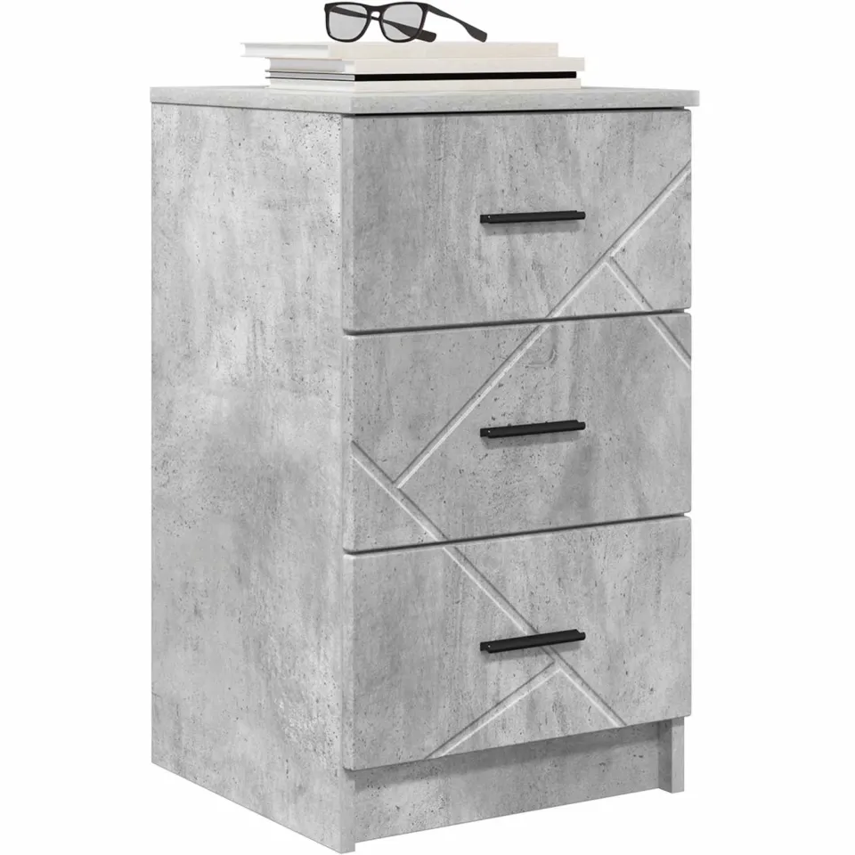vidaXL Nachtkastje Betongrijs 38 x 38 x 66 cm Bewerkt hout