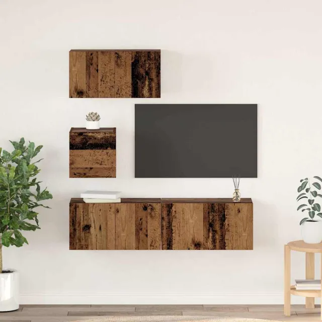 vidaXL Tv-meubelset 4 st Oud Hout Bewerkt hout bruin, foto 2