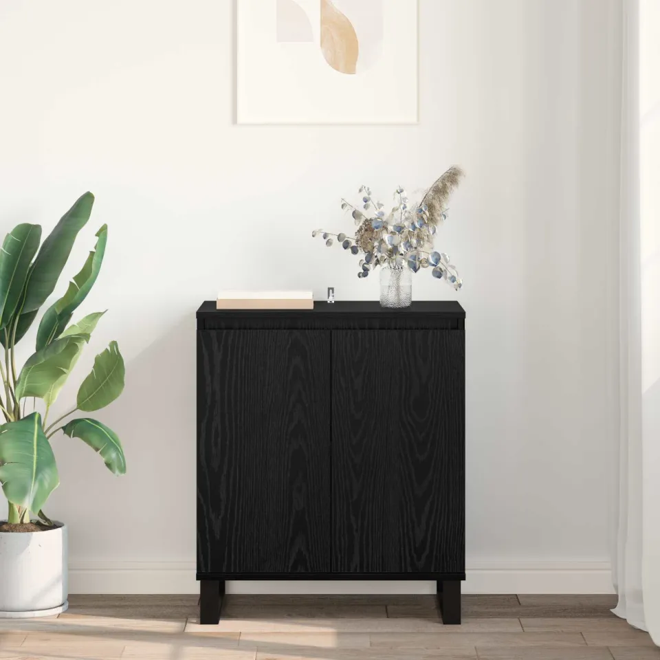 vidaXL Dressoir Zwart Eiken 60 x 35 x 70 cm Bewerkt hout, foto 3