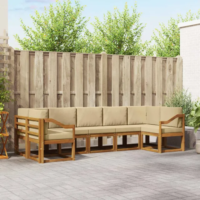 vidaXL Buiten bankenset 7 st 7-zits Natuurlijk en Beige