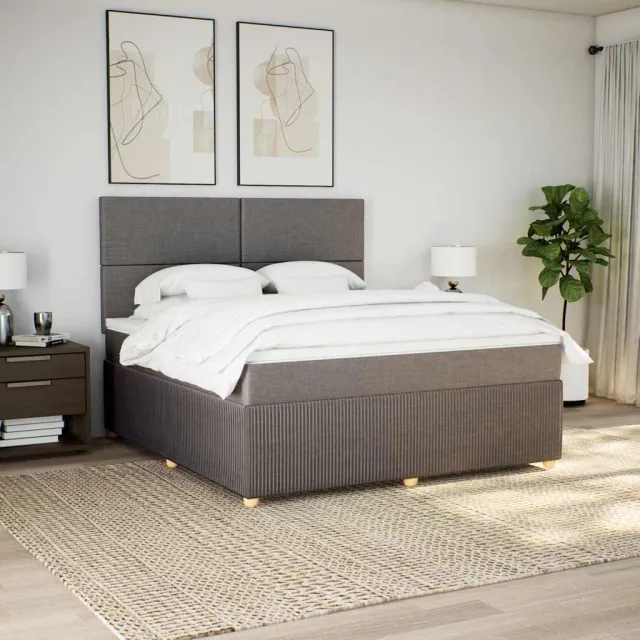 vidaXL Boxspring met matras stof taupe 180x200 cm