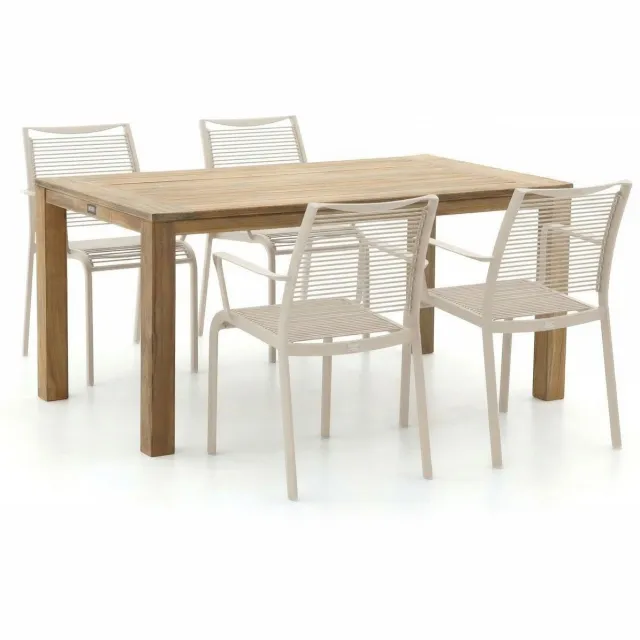 Apple Bee Hawaii/ROUGH-S 160cm dining tuinset 5-delig stapelbaar Bruin