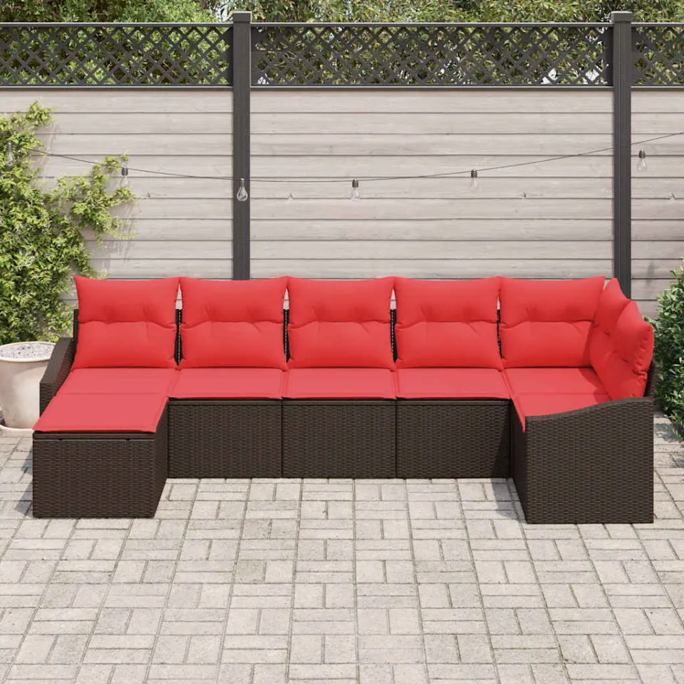 vidaXL Bankstel 7 st Bruin poly rattan, foto 3