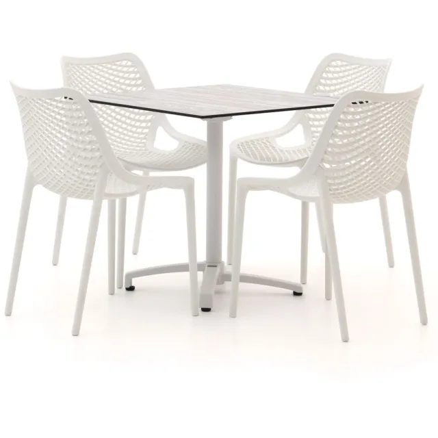 Forza Furniture Forza Ripi/Canzo 80cm dining tuinset 5-delig stapelbaar inklapbaar Grijs
