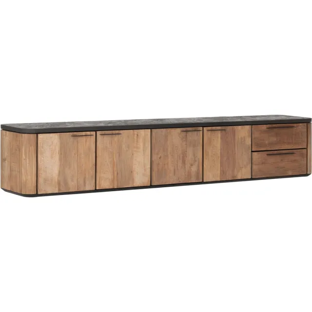 DTP Home Soho zwevend tv-meubel teakhout en Mortex naturel / zwart - 230 x 40 x 42 cm