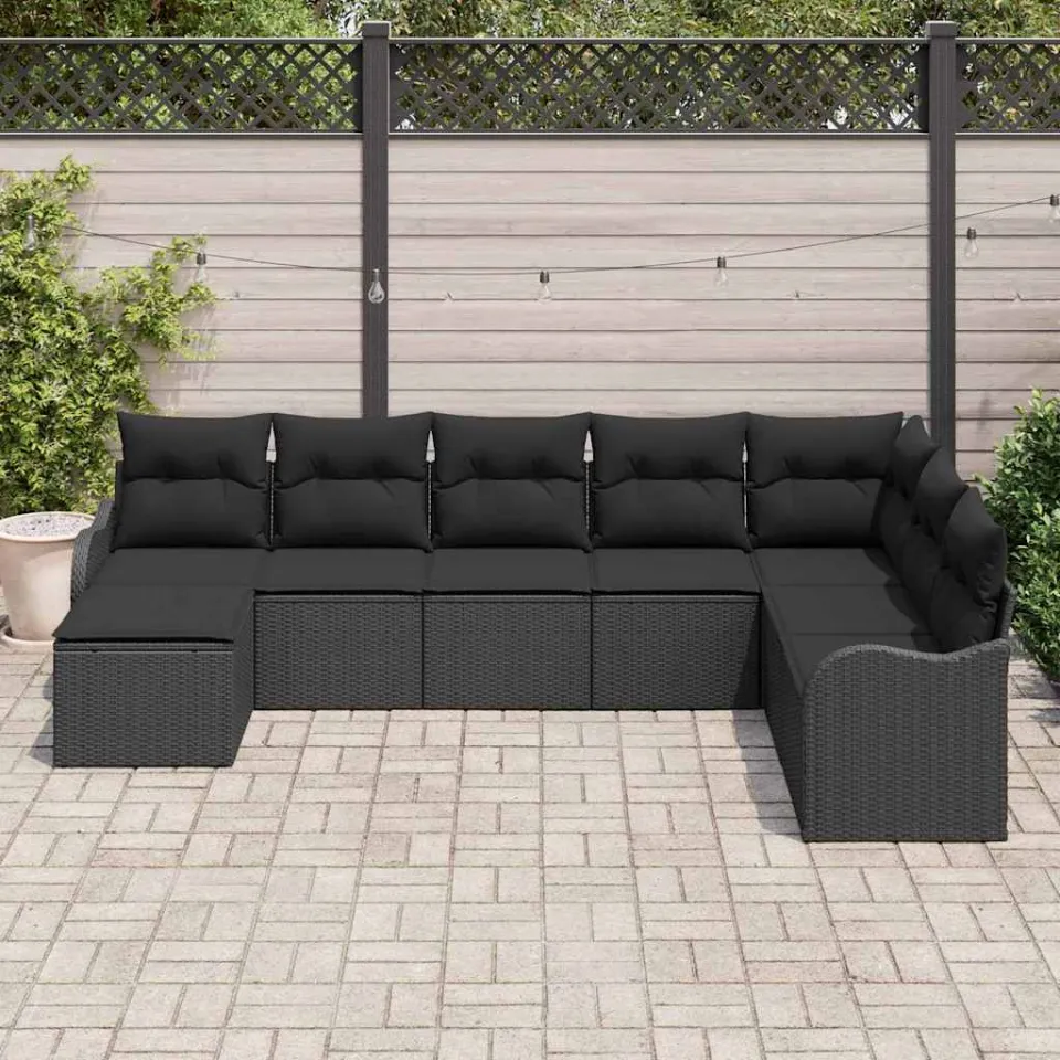 vidaXL Tuin Sofa Set 8 st Zwart poly rattan, foto 3