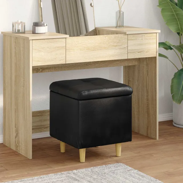 vidaXL Ottoman met Opbergruimte Zwart 40 x 40 x 45 cm Kunstleer