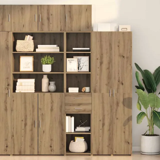 vidaXL Highboard Artisan Eiken 40 x 42,5 x 185 cm Bewerkt hout Bruin