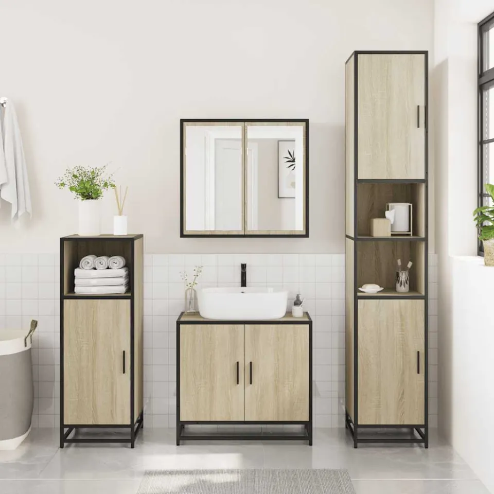 vidaXL 2-delige Badkamermeubelset bewerkt hout sonoma eikenkleurig, foto 3