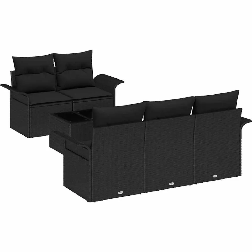 vidaXL Bankstel 6 st Zwart poly rattan