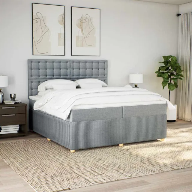 vidaXL Boxspring met matras stof lichtgrijs 200x200 cm grijs